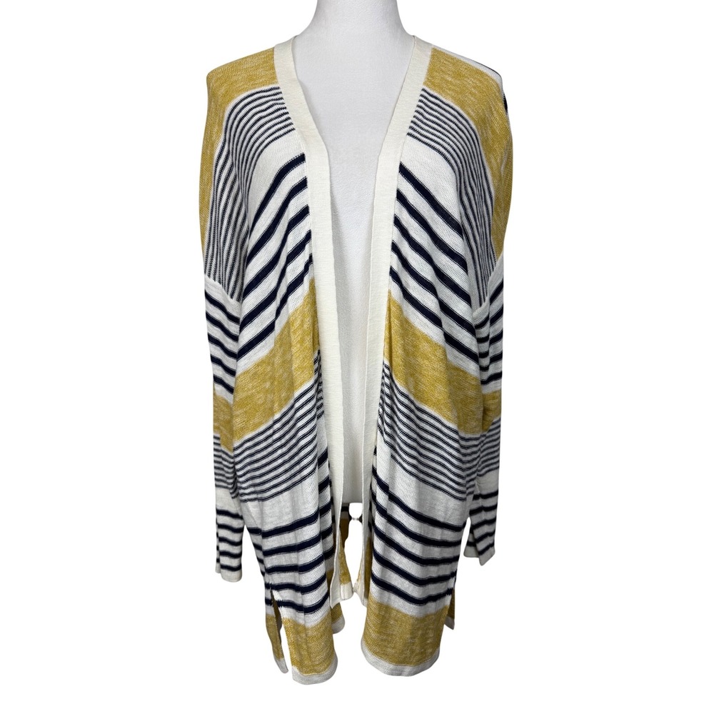 Old Navy Women's‎ Striped Cardigan  XL Yellow Blue Open Front Longline CozylXL's